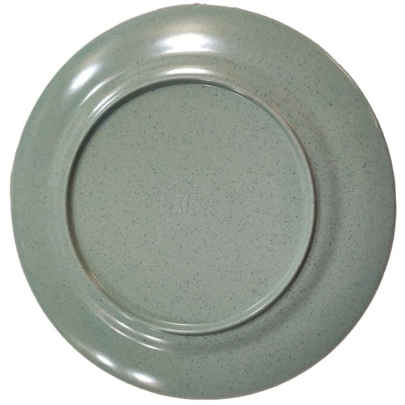 Precidio Melamine 11” Diameter (4) Platter Plate Aqua Turquoise Speckle Design - Picture 4 of 6